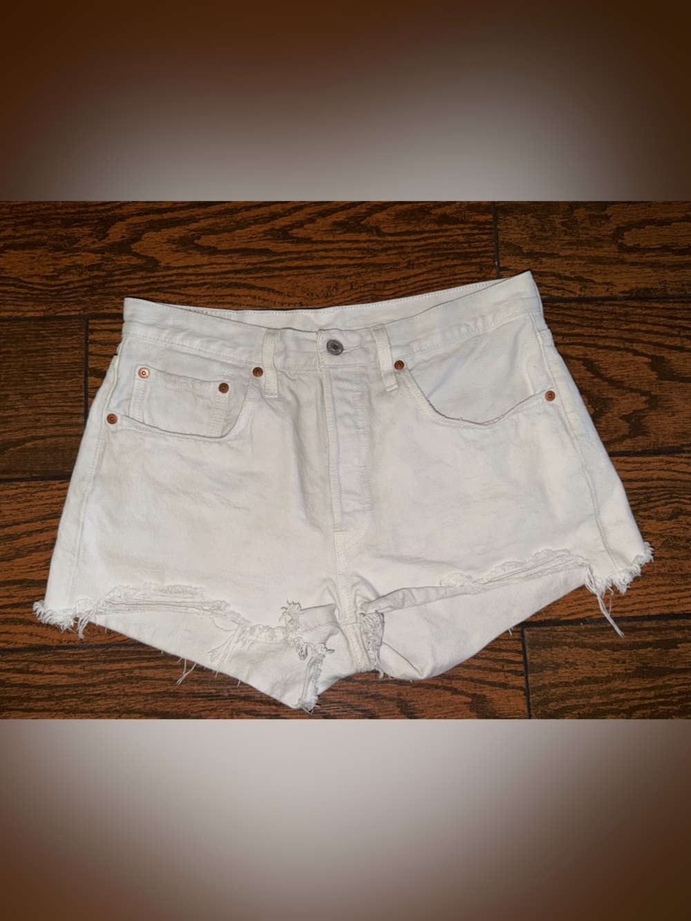Levi's White Distressed Cutoff Jean Shorts